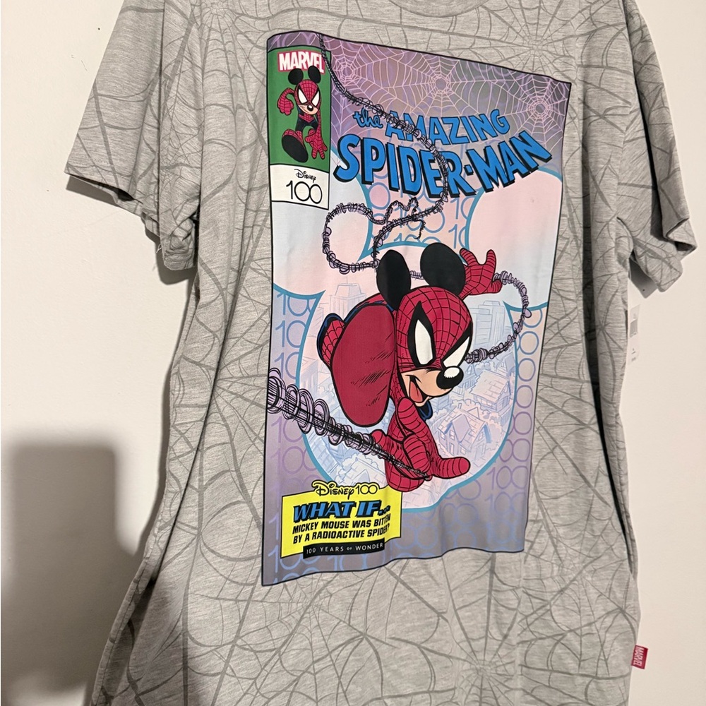 Disney Red and Gray Mickey Mouse Spider-Man T-Shirt
